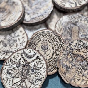 Untersetzer mit Brandmalerei