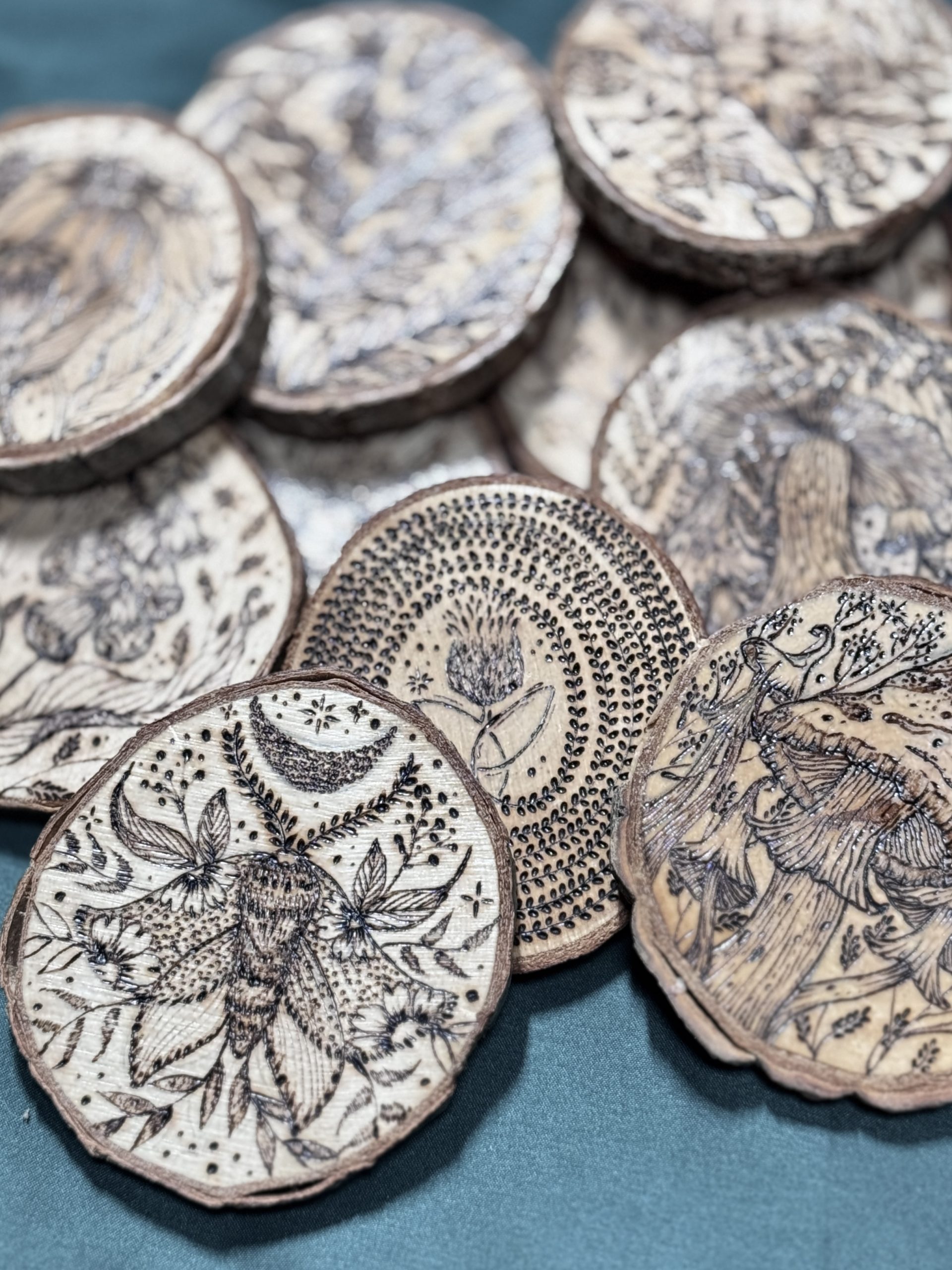 Untersetzer mit Brandmalerei